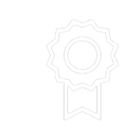 A white ribbon with a circle in the background